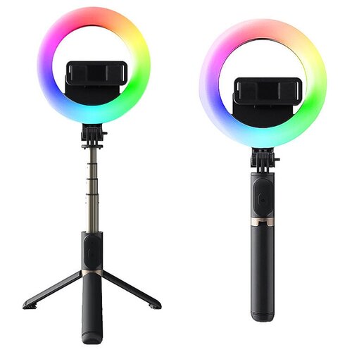 Штатив-монопод MJ07 с кольцевой RGB лампой 16 см Bluetooth пультом длина 85 см 134800₽