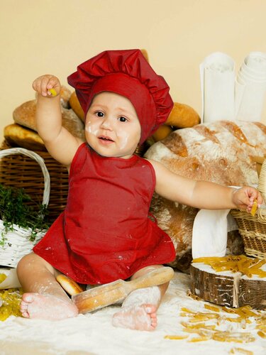 Изображение товара Костюм карнавальный поварёнок (красный) размер 74-80 - для фотосессии малыша