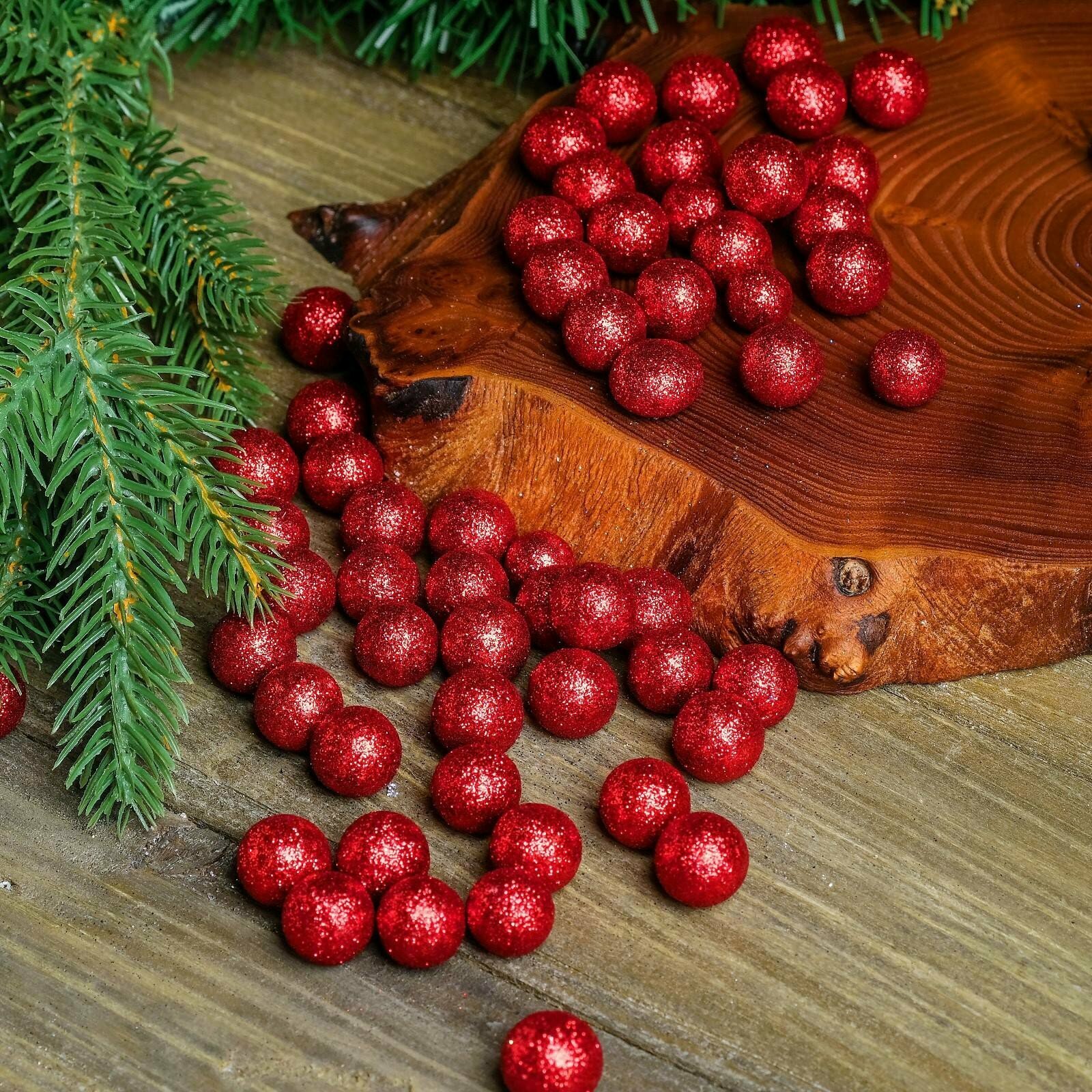 фото Фигурка для поделок и декора "Шар", набор 55 шт, размер 1 шт. 1 см, цвет красный