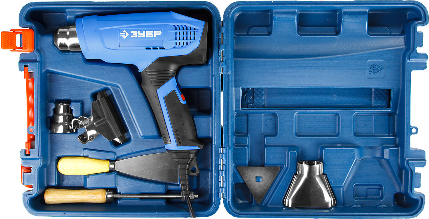 ЗУБР 2000 Вт, технический фен, дисплей, кейс, Профессионал (ФТ-П2000 М2ДК) — фото 1