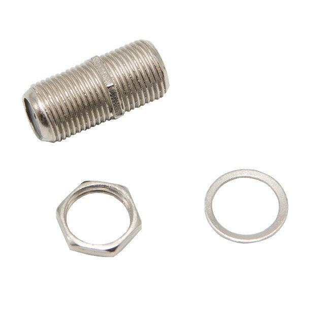 Переходник F гнездо - F гнездо бочка с гайкой серебристый 1 шт