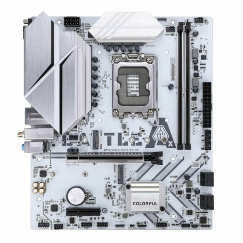 Материнская плата Colorful BATTLE-AX B760M-G WHITE WIFI D5 V20 B760 LGA1700 2xDDR5 1xPCIEx16 1xPCIEx4 2xM2 6xUSB32Gen1 4xUSB20 4xSATA30 25G VGA HDMI M-ATX RTL 29411₽