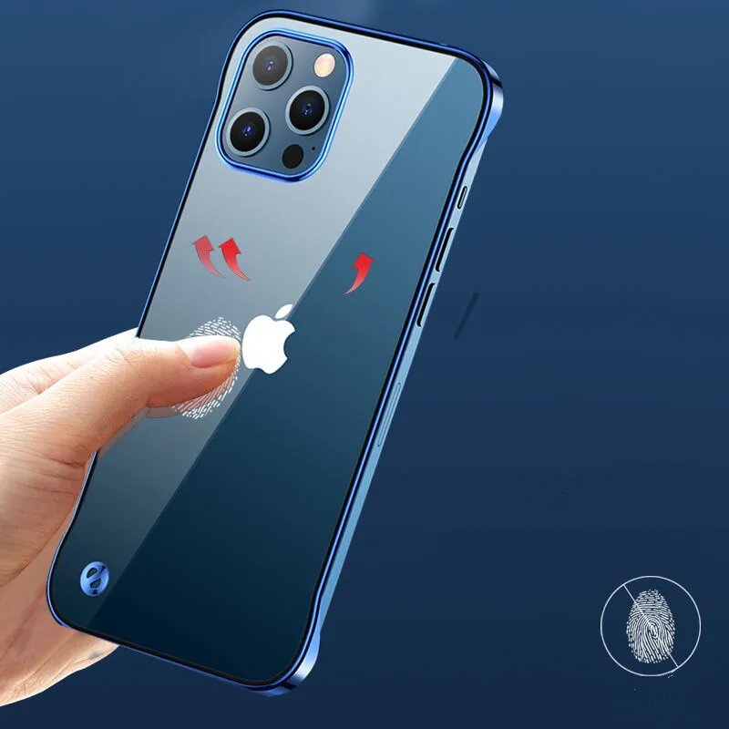 Гальванизированный прозрачный ультратонкий безрамочный чехол для iPhone 15 14 13 Pro Max 12 11 XS X XR тонкий глянцевый неограниченный прозрачный чехол, Black, for iphone 15 — фото 1