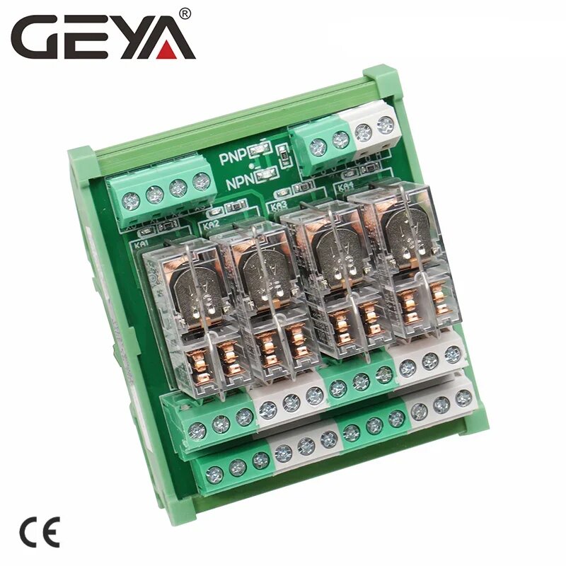 4-Канальный Релейный Модуль GEYA 2NG2R, Din-рейка типа 2NO 2NC, Электронная фотомагнитная плата 12 В, 24 В, 2NO2NC-4C-24VACDC