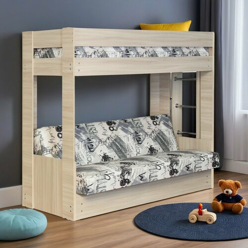 Диван-кровать двухъярусный с лестницей матрас в комплекте 45350₽