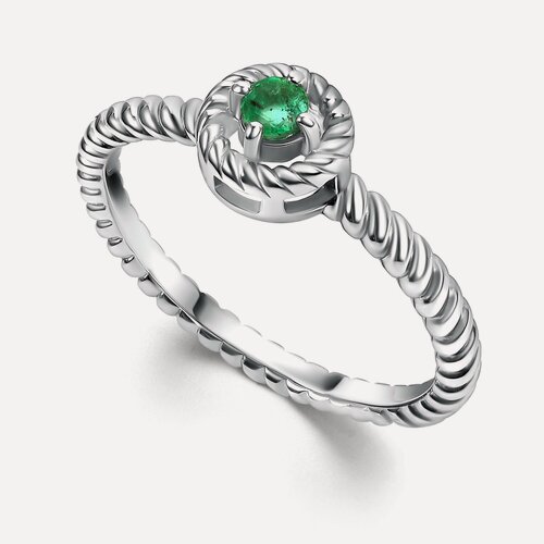 Изображение товара Кольцо, серебро, 925 проба, родирование, изумруд