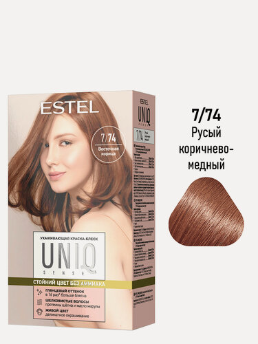 Изображение товара Набор для окрашивания волос ESTEL Uniq Sense краска 7.74 русый коричнево-медный и оксид 6%