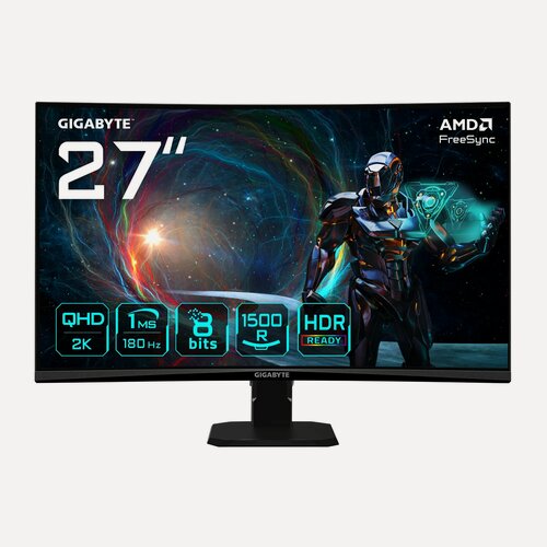 Изображение товара Монитор Gigabyte GS27QCA, 27 дюймов, 180 Гц, VA, разрешение 2K 2560×1440, изогнутый