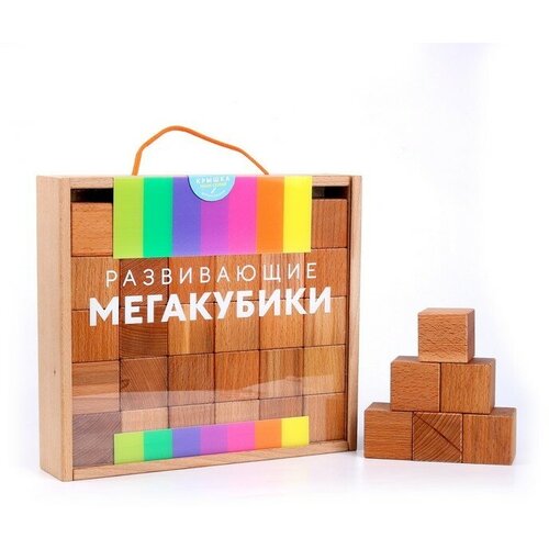 меганабор деревянных кубиков с печатью 30 шт 15511 7883341 Набор деревянных кубиков 30 шт.
