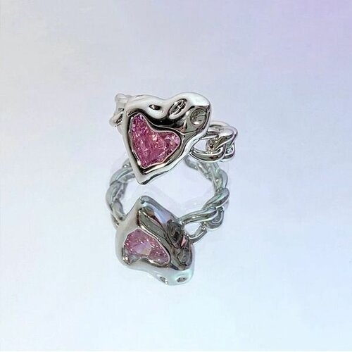 Кольцо Филькина Грамота, искусственный камень, розовый, серебряный