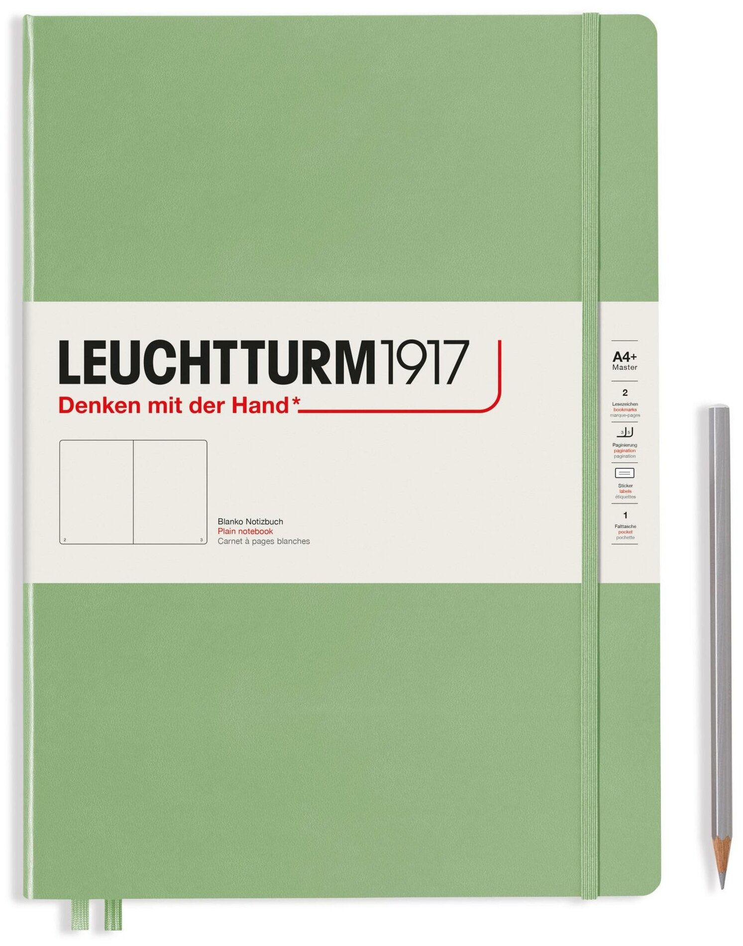 Записная книжка Leuchtturm Master Slim A4+ Sage твердая обложка 123 стр точка (363920)
