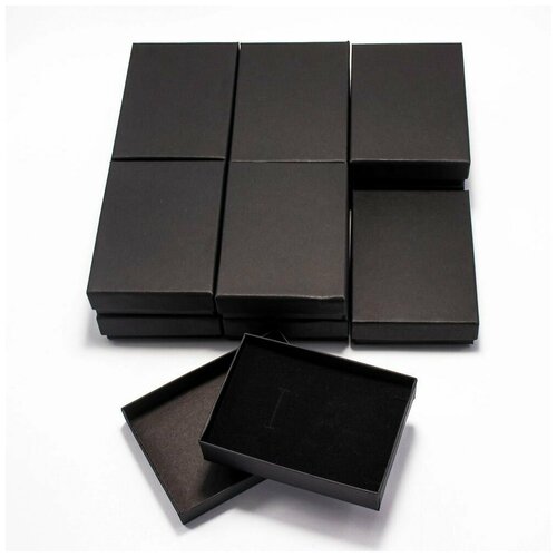 Коробочка для ювелирных украшений 11 х 8 х 2.5, картонная, черная, 12 шт