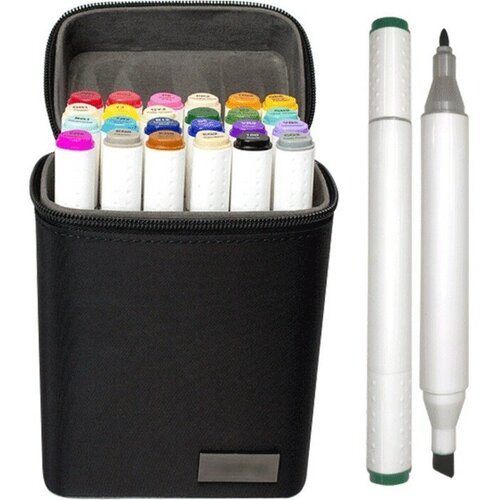 DeVENTE Набор художественных маркеров 24 цвета, текстильная сумка, deVENTE Emotion, Green colors (2 наконечника: пулевидный/скошенный) 5044101