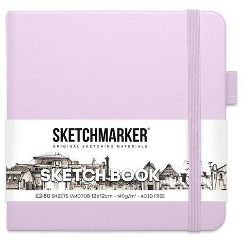 фото Скетчбук sketchmarker, 120 х 120 мм, 80 листов, фиолетовый, блок 140 г/м2 no name