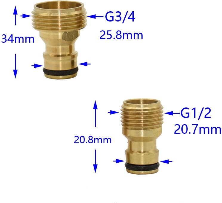 латунный адаптер для водопроводного крана, 1/2 дюйма, 3/4 дюйма - фотография № 4
