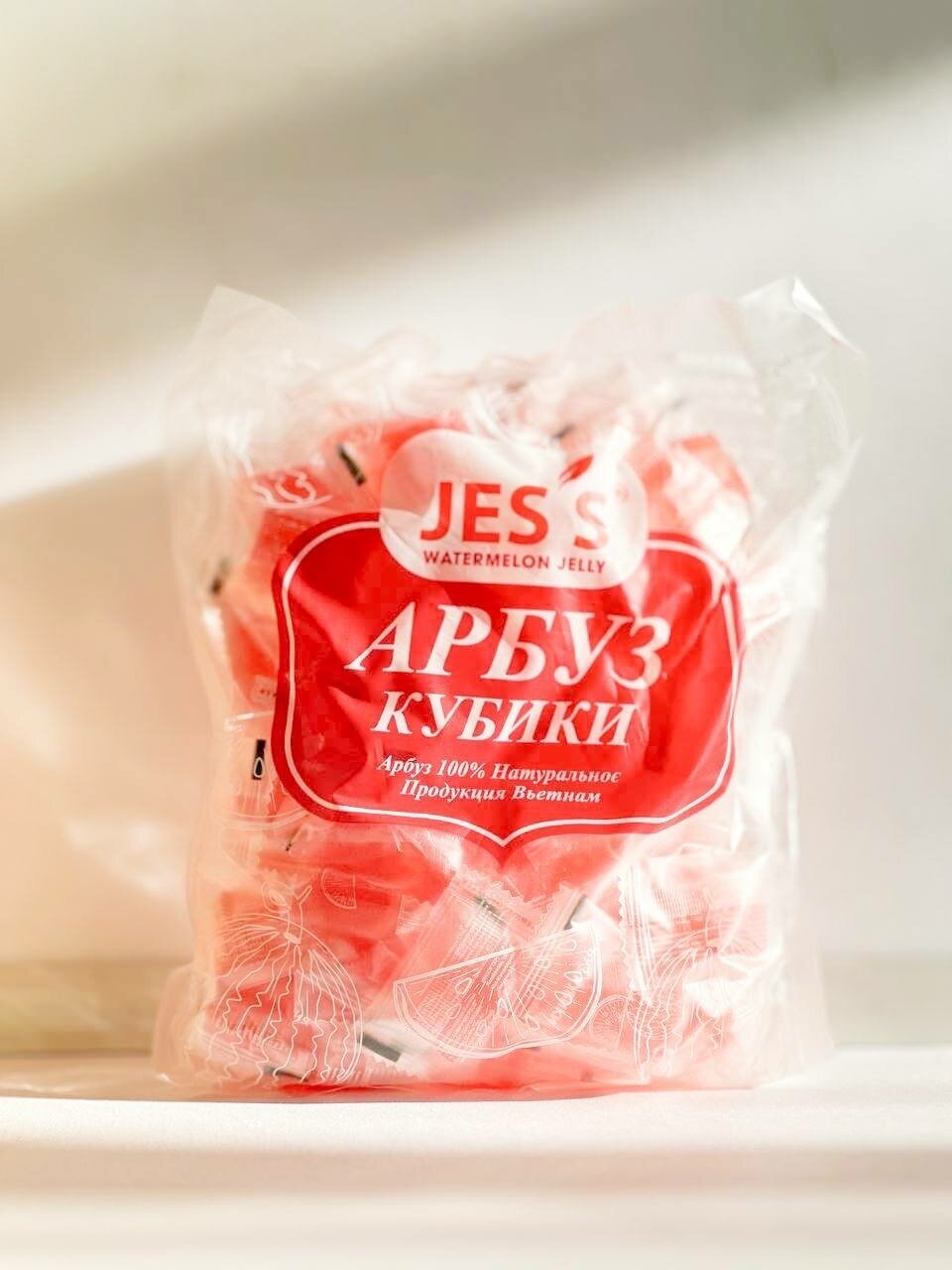Жевательный мармелад со вкусом арбуза в кубиках, Jes's, 500 г - фотография № 2