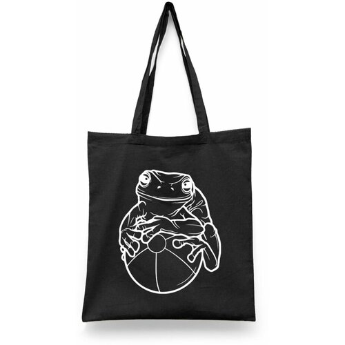 фото Сумка-шоппер унисекс каждому своё "лягушка/жаба/frog" черная