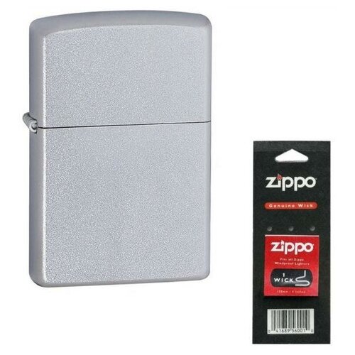 Набор Зажигалка ZIPPO Classic Satin Chrome + запасной фитиль набор зажигалка zippo classic black matte и запасной фитиль