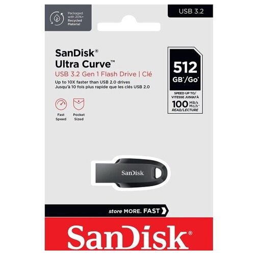 Флешка USB 3.2 SanDisk 512 ГБ Ultra Curve ( SDCZ550-512G-G46 ) флешка sandisk cz550 ultra curve usb 3 2 64gb синий
