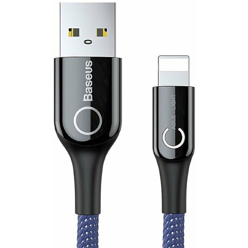 Кабель Baseus C-Shaped Light Intelligent Power-off Cable USB - Lightning 2.4A 1m Blue (CALCD-03) кабель baseus c shaped light intelligent power off type c usb catcd 01 catcd 05 catcd 09 1м lilac