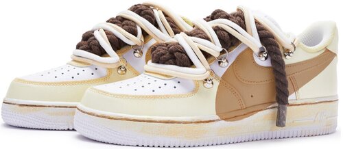 Кроссовки NIKE Air Force 1, размер 38, коричневый, золотой