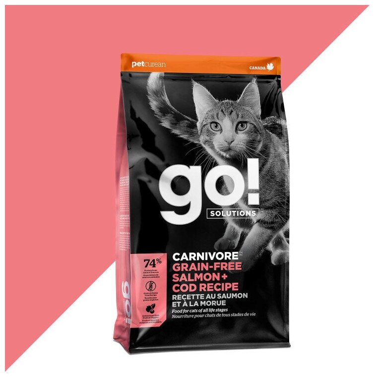 Корм Go! Carnivore GF Salmon & Cod беззерновой для кошек с Лососем и Треской, 1.36 кг - фотография № 2
