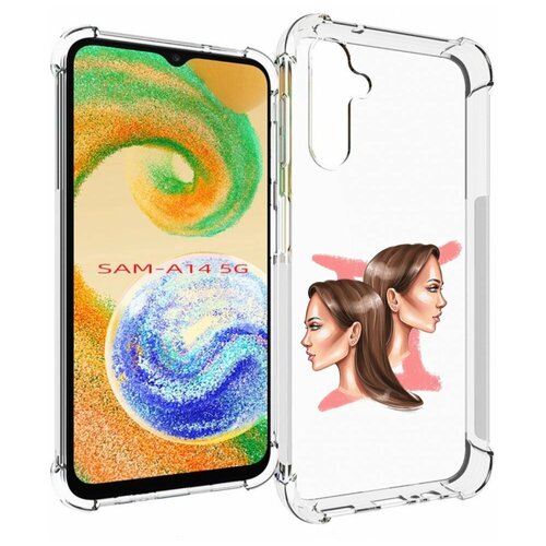Чехол MyPads Девушка-Близнецы женский для Samsung Galaxy A14 4G/ 5G задняя-панель-накладка-бампер