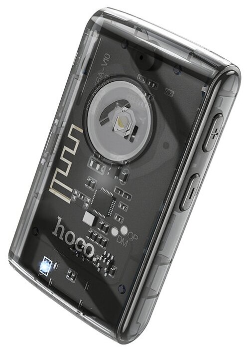 Автомобильный Bluetooth-приемник адаптер HOCO E66 Transparent discovery edition, 200 мАч, AUX Jack 3.5мм/Bluetooth, черный