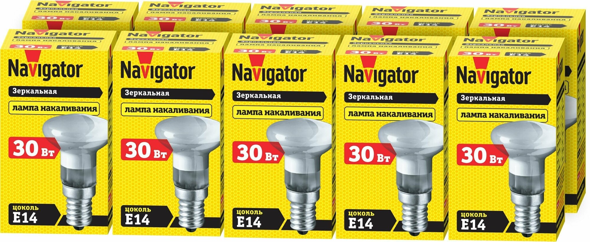 Лампа накаливания Navigator 94 318 NI-R39, 30 Вт, рефлектор, цоколь Е14, упаковка 10 шт.