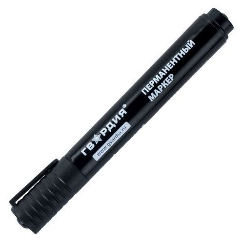 Маркер перманентный (нестираемый) гвардия, черный, круглый наконечник 2,5 мм, 151517 7 шт