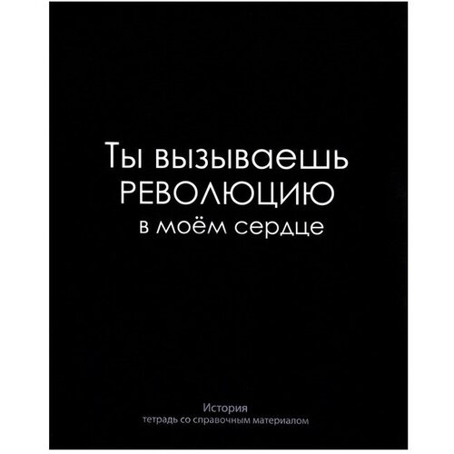 Тетрадь предметная На Чёрном 48 листов в клетку История, со справочным материалом, обложка мелованый картон, УФ-лак, блок офсет тетрадь предметная со справочным материалом vision 48 л обложка картон история клетка brauberg 404256