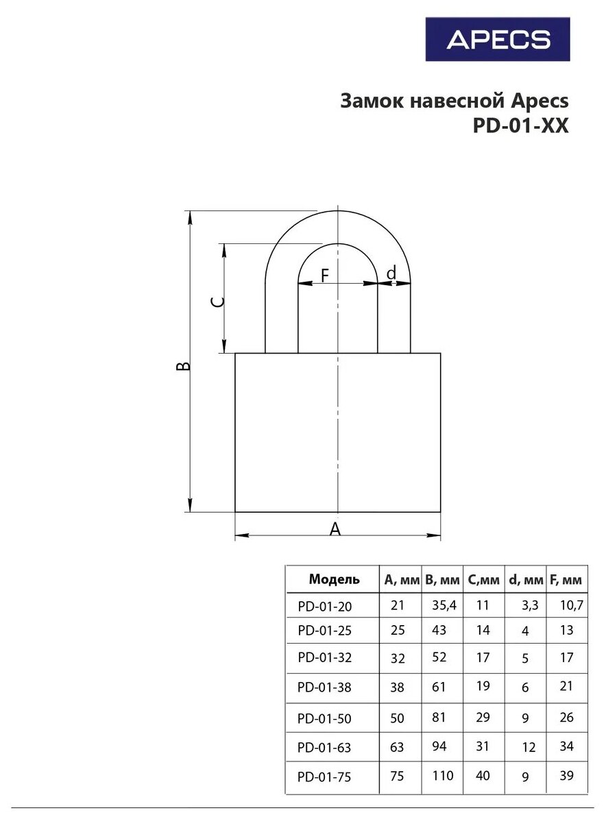 Замки навесные и тросовые APECS - фото №3