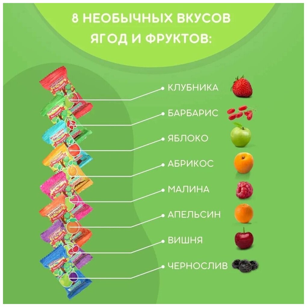 Пастила ассорти фруктовая без сахара 500 гр - фотография № 3