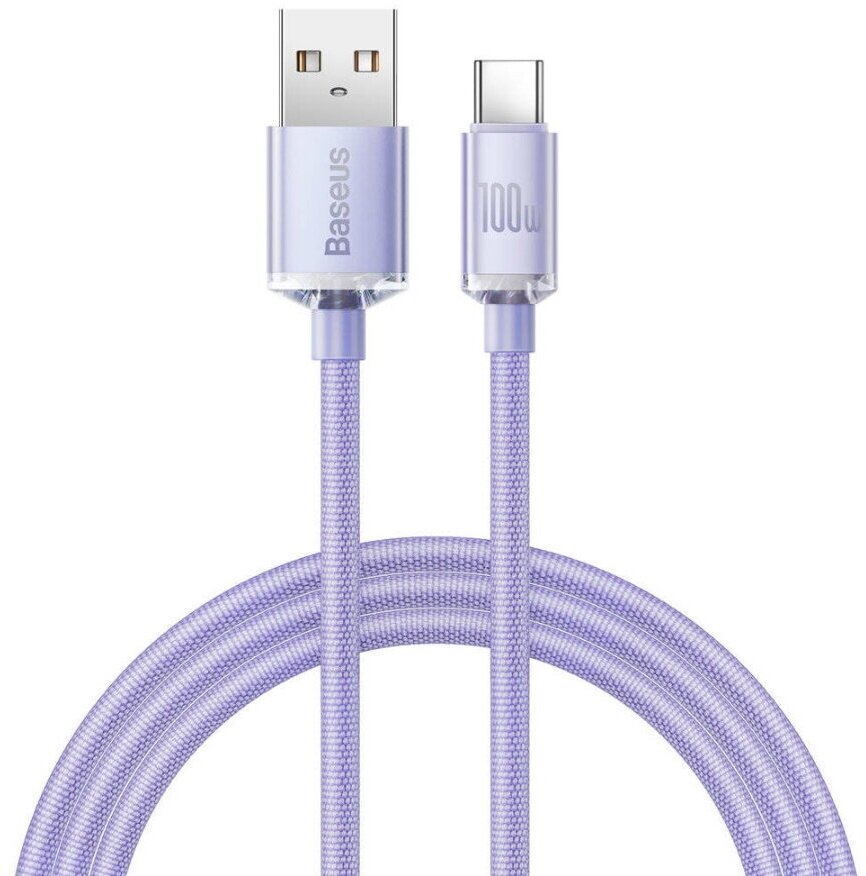 Кабель для передачи данных / быстрой зарядки / Baseus Crystal Shine Series Fast Charging Data Cable USB to Type-C 100W 1.2m Purple CAJY000405