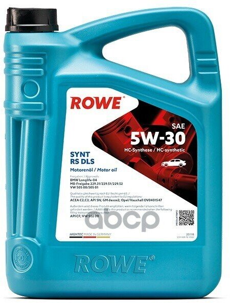 ROWE Масло Rowe 5W30 Hightec Synt Rs Dls Api Sn/Cf Acea C2/C3 5Л Син
