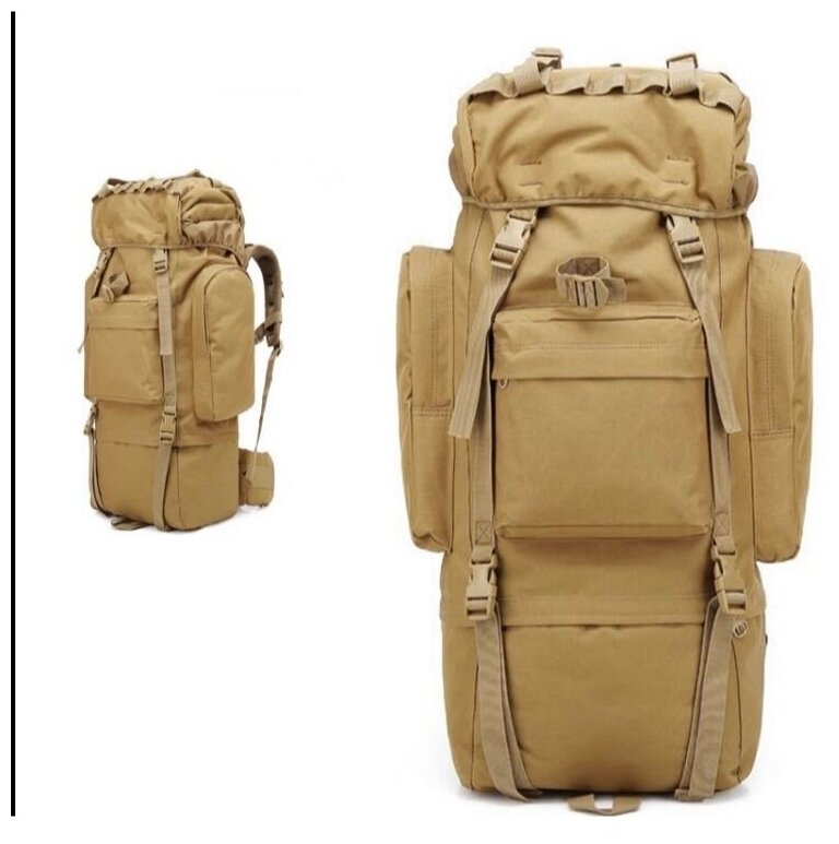 Тактический рюкзак каркасный с рамой внутри/ Туристический/ Походный, 100л песок