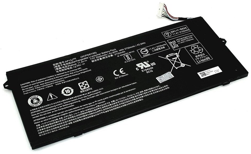 Аккумуляторная батарея для ноутбука Acer Chromebook C740 (AP13J7K) 11.4V 3920mAh черная