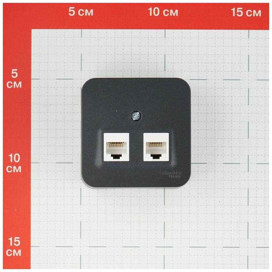 Розетка компьютерная 2-м ОП Blanca RJ45 кат.5E с изолир. пластиной антрацит SchE BLNIA045456 - фотография № 6