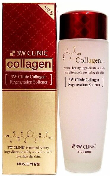 3W Clinic Регенерирующий скин-тоник для лица Collagen Regeneration Softener с коллагеном, 150 мл.
