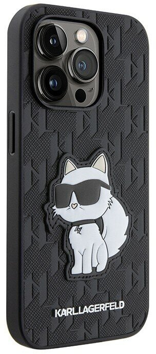 Чехол Lagerfeld PU Saffiano Monogram NFT Choupette Hard для iPhone 14 Pro Max, черный