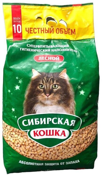 Наполнитель "Сибирская кошка" Лесной 10л