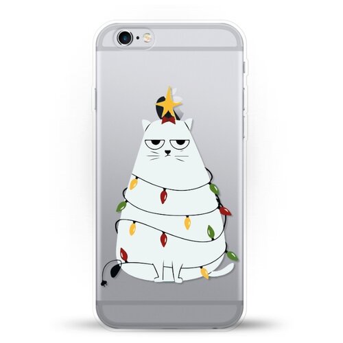фото Силиконовый чехол новогодний "ёлка-кот" на apple iphone 6/6s andy & paul