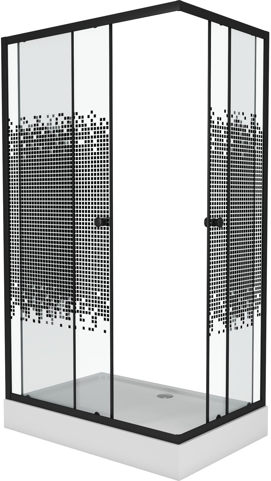 Душевой уголок Niagara Eco NG-012-14Q BLACK 120х80 низкий прямоугольный поддон(13см), стекло мозаика