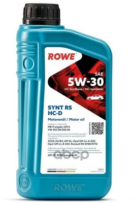 ROWE Масло Моторное Rowe Hightec Synth Rs 5W-30 1Л.