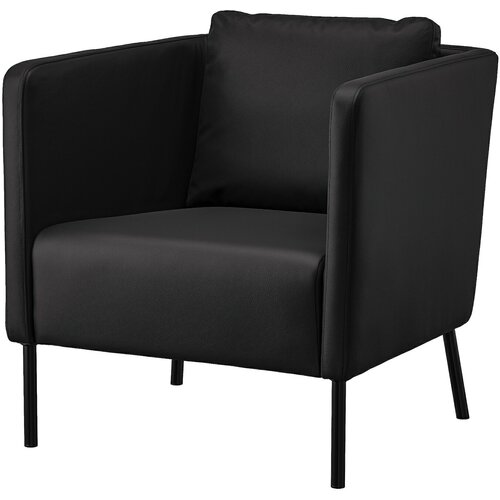 Кресло икеа экерё, 71 x 73 см, обивка: кожзам, цвет: черный