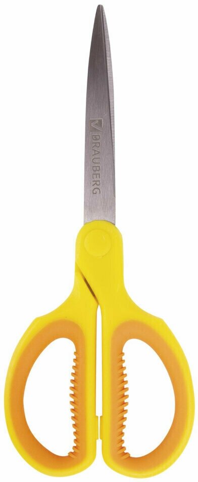 Ножницы BRAUBERG "Original", 155 мм, оранжево-желтые, ребристые резиновые вставки, 236450, 236450