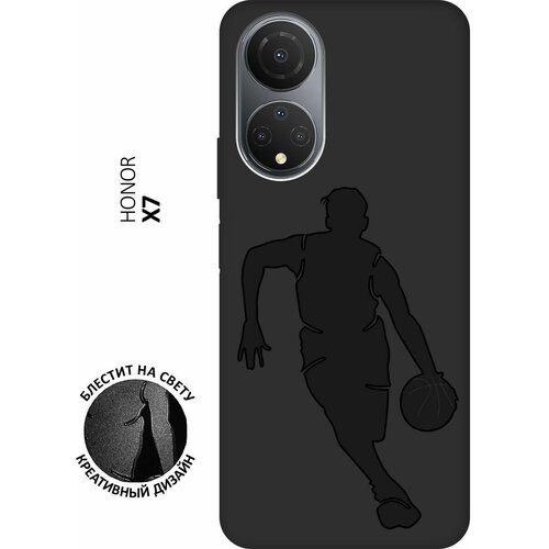 Матовый чехол Basketball для Honor X7 / Хонор Х7 с 3D эффектом черный матовый чехол lovely fingerprints w для honor x7 хонор х7 с 3d эффектом черный