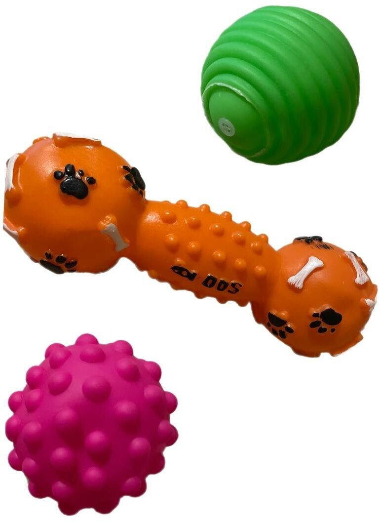 Игрушки для собак с пищалками 4 штуки в наборе/Средний набор игрушек с пищалками для собак - фотография № 4