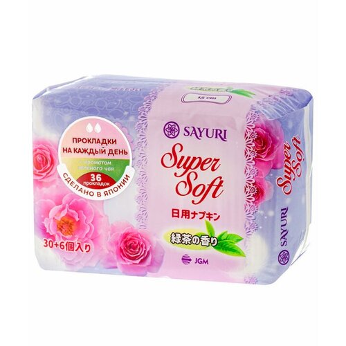 Прокладки ежедневные Sayuri Super Soft, 15 см, 36 шт sayuri ежедневные гигиенические прокладки с ароматом зеленного чая super soft 15 см 36 шт
