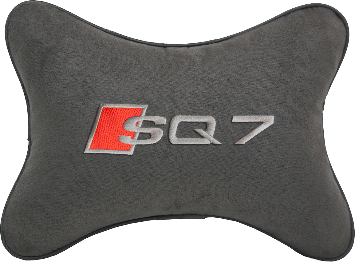 Подушка на подголовник алькантара D.Grey с логотипом автомобиля AUDI SQ7